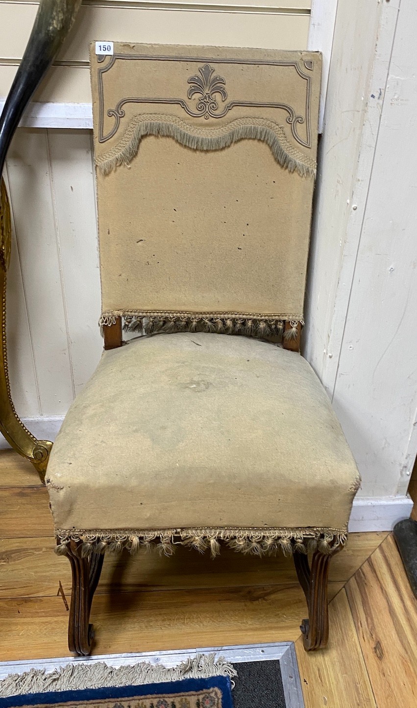 A pair Louis XVI style upholstered mahogany side chairs